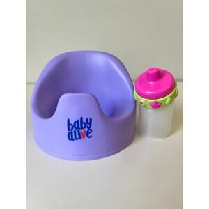 Hasbro Baby Alive Doll Baby Bottle and Purple Plastic Potty Seat Chair Toy